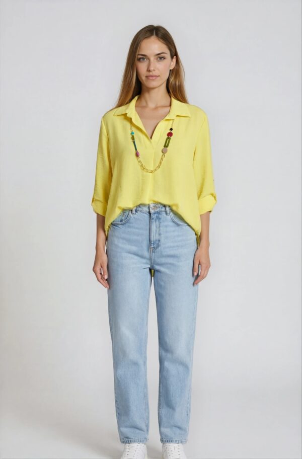 ΜΠΛΟΥΖΟΠΟΥΚΑΜΙΣΟ ΣΕ ΑΝΕΤΗ ΓΡΑΜΜΗ ΜΕ ΠΤΥΣΟΜΕΝΟ ΜΑΝΙΚΙ